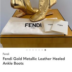 Fendi Gold Heeled Boots